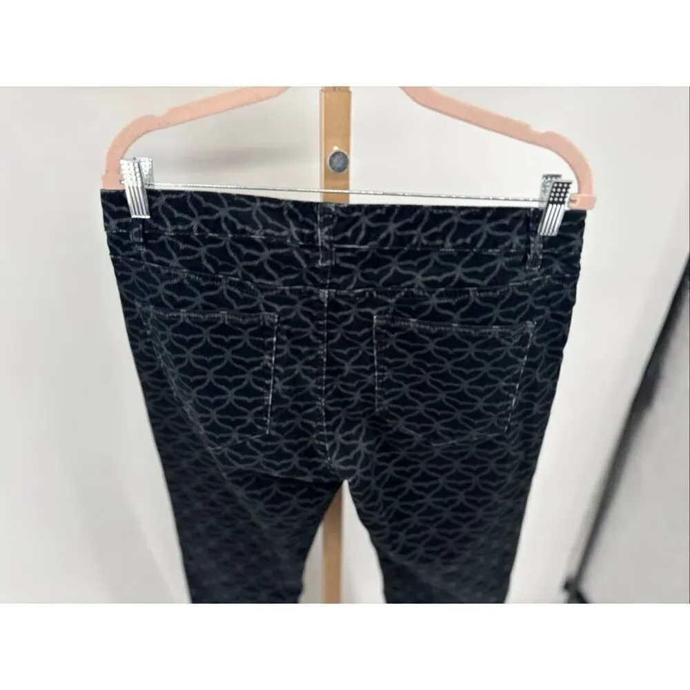 Vineyard Vines Whale Print Corduroy Skinny Pants Size 8 Black Gray